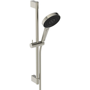 Ideal Standard Solos Душевой гарнитур со штангой 60cм., Металлическая штанга и держатель ручного, 3-функциональный (Rain, Silkrain, Active) ручной душ, шланг 175см., цвет: PVD Silver Storm