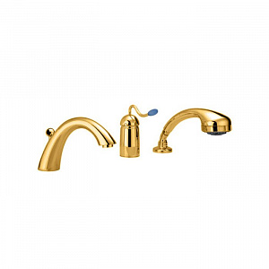 Nicolazzi Signal Встраеваемый смеситель на борт ванны на 3 отверстия, однорычажный, с переключателем для душа, цвет: золото