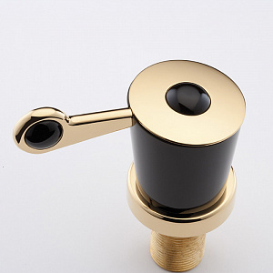 THG Bagatelle pierre noire Вентиль смесителя для раковины, на горячую воду, ручка черная, цвет: полированное золото
