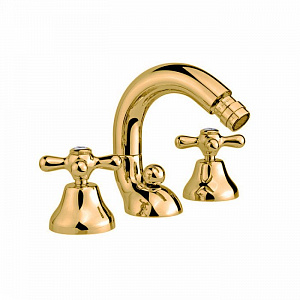 Nicolazzi Nuova Brenta Смеситель для биде на 3 отверстия, с донным клапаном, излив: 132мм, цвет: Gold Brass