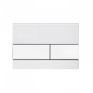 TECEsquare, панель смыва с двумя клавишами стеклянная, цвет: стекло белое, клавиши нержавеющая сталь, сатин