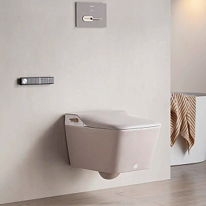 Arrow Glacier Унитаз Smart с функцией биде, 41x60см, подвесной, безободковый, клавиша смыва, цвет: бежевый