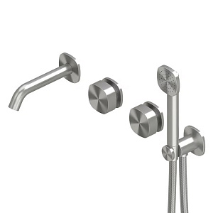 QuadroDesign Super Смеситель для душа, настенный, с ручным душем, цвет: Brushed Stainless Steel