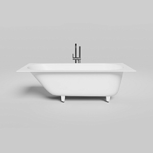 Salini Lofo Kit Ванна 179х79.1х61см., встраиваемая, Solid Surface, с донным клапаном, сифоном, ножками, слив-переливом, цвет: белый матовый