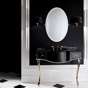 Devon&Devon Audrey, Комплект мебели мрамор: nero marquina, ножки золото, напольный, Цвет: чёрный с белым кантом, 
