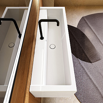 Kerasan Kanaal Раковина подвесная, 120х40х25см., с 1 отв., цвет: белый глянцевый