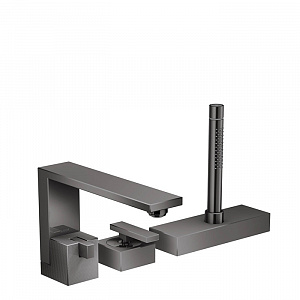 Axor Edge Смеситель на борт ванны, на 3 отв., с ручным душем, излив 210мм, алмазная огранка, цвет: черный