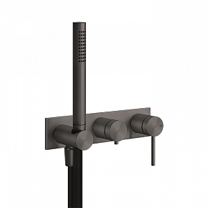 Gessi 316 Встраиваемый смеситель для ванны, автомат переключатель ванна-душ, держатель неподвижный, внешняя часть, цвет: brushed black metal pvd