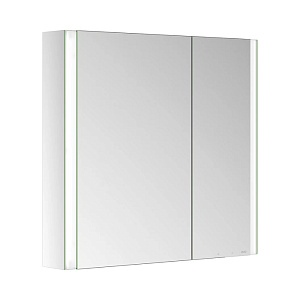 Keuco Somaris Зеркальный шкаф, 80x71x12.8см, 2-дверный двустор. зеркало, с обогревом, IP 44, закр., корпус: алюминий серебристый