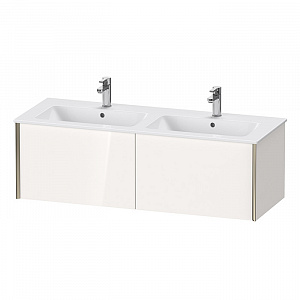 Duravit XViu Тумба подвесная 128x48x40см, с двойной раковиной, 2 ящика, цвет: белый глянцевый/champagne matt