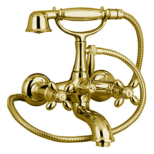 Fima Carlo Frattini Olivia Смеситель для ванны, настенный, с ручным душем, цвет: золото