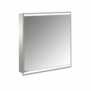 EMCO Prime2 Зеркальный шкаф 60x70см., с подсветкой, встраиваемый, 1 дверь, R, 2 полки, розетка, цвет: белый