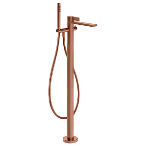 Gessi Inverso Rigato Смеситель для ванны, напольный, с переключателем и ручным душем, цвет: Copper Brushed PVD