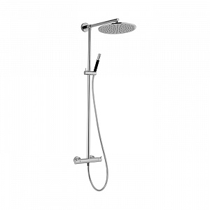 Cisal Less New Настенная душевая система: термостатический смеситель для душа,верхний душ,ручной душ с держателем и шлангом, цвет: хром