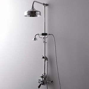 Devon&Devon Душевая стойка, с термостатическим смесителем, верхним душем 20см., и ручным душем, цвет: черный/хром 
