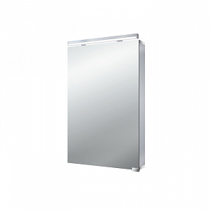 EMCO Flat Зеркальный шкаф 50х72.7см., LED-подсветка, 1 дверь, 2 полки, розетка, с нижней подсветкой