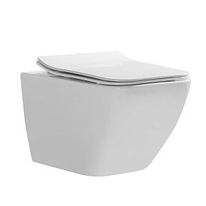 NEMO Унитаз 53x36см., подвесной, безободковый, сиденье микролифт, цвет: белый глянцевый