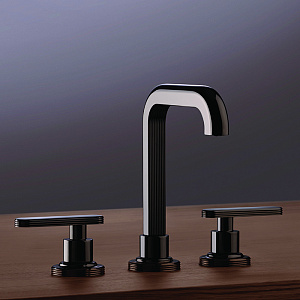 Fima Carlo Frattini Park Lane Смеситель для раковины, на 3 отв., излив 15см., донный клапан click-clack, цвет: черный хром