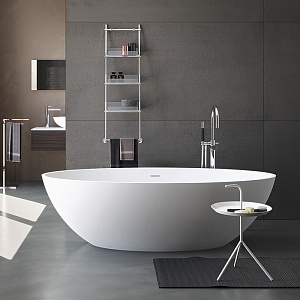 Gruppo Treesse Carezza Ванна 170х80х52см., отдельностоящая, Solid Surface, с сливом-переливом и сифоном, цвет: белый матовый