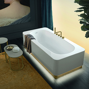 Milldue Editio Tailor Ванна 195х90х52см., отдельностоящая, с подсветкой, Ceramilux, цок мат золото, цвет панелей глянц Nuvola, ванна белая
