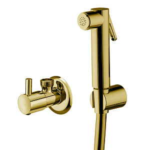 Fima Carlo Frattini Collettività Гигиенический душ, настенный, со шлангом 120см., с угловым вентелем, цвет: золото