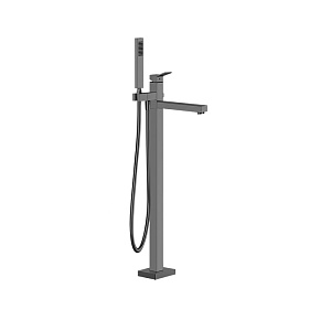 Gessi Rettangolo K Смеситель для ванны, напольный, с ручным душем, и шлангом 150см., внешняя часть, цвет: Black Metal Brushed PVD