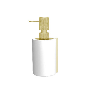 Bertocci Easy Дозатор для жидкого мыла, отделка "тысяча строк", цвет: белый матовый/золото