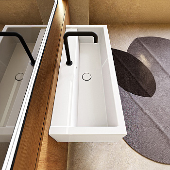 Kerasan Kanaal Раковина подвесная, 100х40х25см., с 1 отв., цвет: белый глянцевый