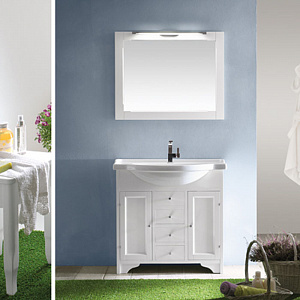 EBAN Eleonora Комплект мебели, с раковиной и зеркалом, 85см, напольный, Цвет: bianco decape