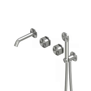 QuadroDesign Source Смеситель для душа, настенный, с ручным душем, цвет: Brushed Stainless Steel