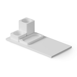 Dea Design Набор настольный: мыльница, стакан, контейнер, настольный, цвет: белый матовый