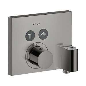 Axor ShowerSelect Смеситель для душа, встраиваемый, термостатический, на 2 выхода, с держателем ручного душа, (внешняя часть), цвет: полированный черный хром