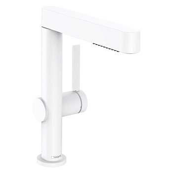 Hansgrohe Finoris Смеситель для раковины, 1 отв., с вытяжным душем 2jet, с донным клапаном Push-Open, цвет: белый матовый