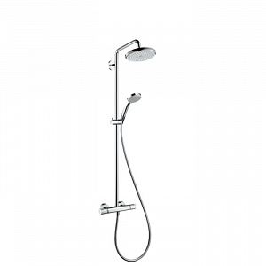 Hansgrohe Croma 220 Showerpipe Душевая стойка. состоит из: верхний душ, ручной душ, термостат для душа, штанга для душа, держатель для душа, цвет: хром