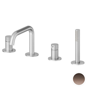 Newform Steel Line Смеситель на борт ванны, 4 отв., с ручным душем, цвет: pvd brushed copper bronze
