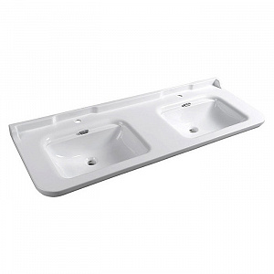 Waldorf Раковина 150х55 см, 1 отв., двойная, керамическая, цвет: белый/хром