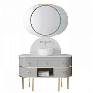 Devon&Devon Scottie Комплект напольной мебели с базой 122 см, зеркалом 110х78.6 см, цвет: BIANCO CARRARA/WARM GREY