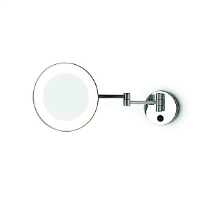 Bertocci Зеркало Косметическое настенное круглое с LED-подсветкой,выкл., 5-х кратное увеличение, двойной рычаг, цвет: Oro Satinato