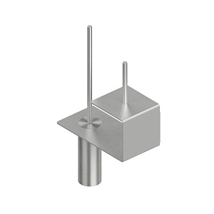 QuadroDesign Полочка с ершиком для туалета и держателем т/б., цвет: Brushed Stainless Steel