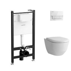  Laufen Pro Унитаз подвесной, безободковый смыв Rimless, с инсталляционной системой, сиденье с крышкой SC, панель смыва цвет: белый