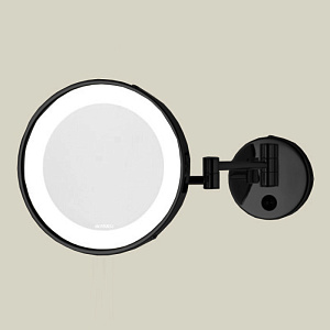Bertocci Specchi Зеркало косметические, настенное круглое зеркало с LED-подсветкой,выключ.,3-хкратное увелич, цвет: черный матовый