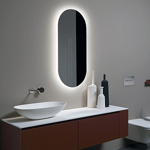 Antonio Lupi USB Зеркало 50х144cм., с блестящей кромкой, с белой светодиодной подсветкой, на раме