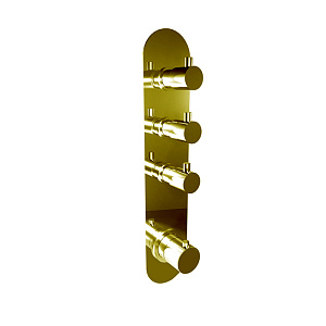 Bongio Aqua Смеситель для душа, встраиваемый, термостатический, с переключателем на 3 потока, (без встраив части 09730/03) цвет: матовое французское золото