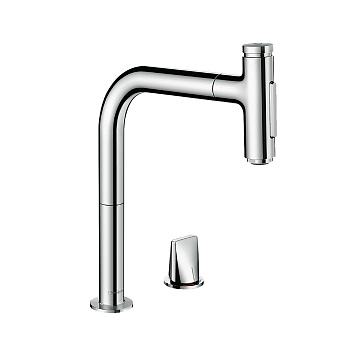 Hansgrohe Metris Select M71 Смеситель для кухни, 2 отв., с вытяжным изливом, цвет: хром