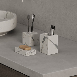 Dea Design Marble Мыльница настольная, 8х3хh13см., из мрамора, цвет: Statuario White