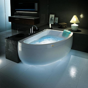 Jacuzzi Aquasoul Offset R+C Ванна, пристенная, 150x100x57см, гидромассажная, Dx, смеситель, с панелями цвет: белый/хром