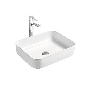 NEMO Раковина 50x40см., накладная, без отв., прямоугольная, цвет: белый глянцевый