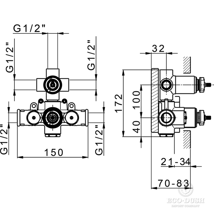 CISAL Встраиваемая часть термостатического смесителя с переключателем на 3 положения, ZA01920004
