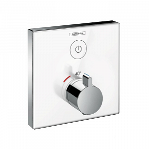 Hansgrohe ShowerSelect Встраиваемый термостат для душа, 1 источник + кнопка для ручн.душа, стекло, внешняя часть, цвет: белый/хром