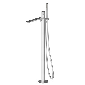 Newform Steel Line Смеситель для ванны, напольный, с ручным душем, цвет: stainless steel